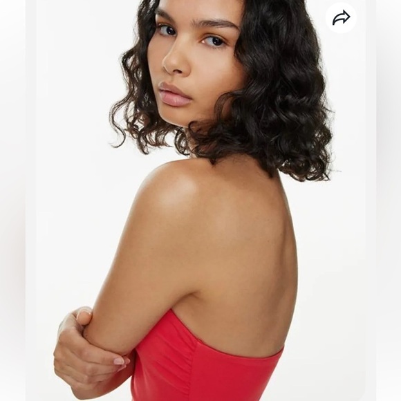 NWT Aritzia Wilfred Corelli Mini Tube Dress Strapless Maraschino Red Size Large - Picture 4 of 11